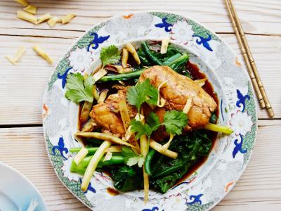 Chinese Master Stock Poached Barramundi and Crunchy Noodles