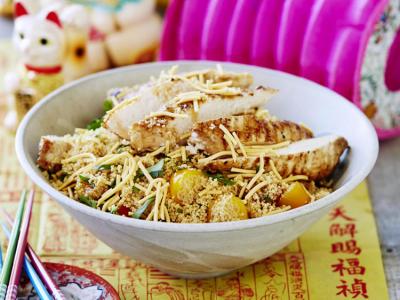 Spiced Chicken with Couscous and Noodle Salad