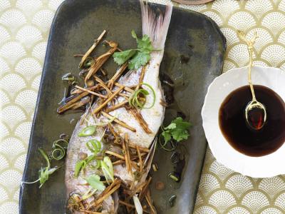 Steamed Whole Fish with Ginger and Soy