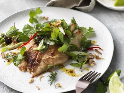 Quick Pan-Fried Fish with a Fresh Herb Salad