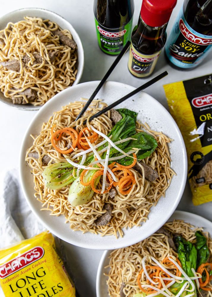 Fried Noodle Nest with Soy Beef Noodles Chang's Authentic Asian