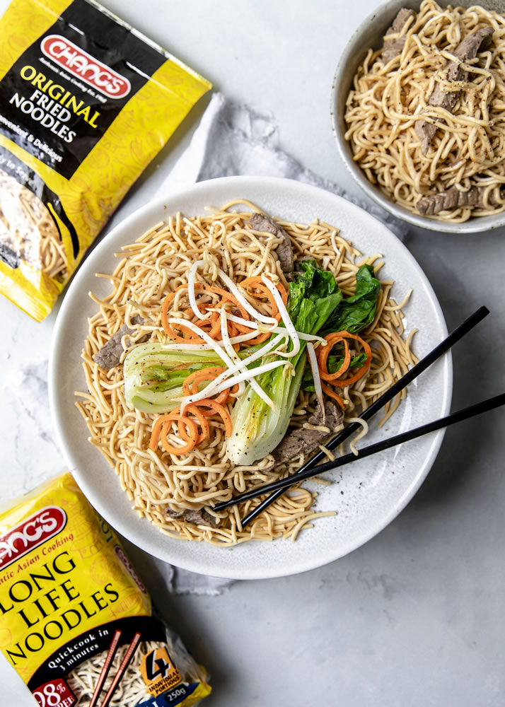 Fried Noodle Nest with Soy Beef Noodles Chang's Authentic Asian