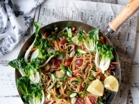 Noodle Stir Fry with Chinese Sausage