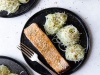 Salmon with Asian Guacamole Noodles