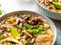 Beef and Mushroom Noodles Soup