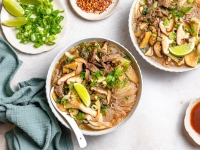 Beef and Mushroom Noodles Soup